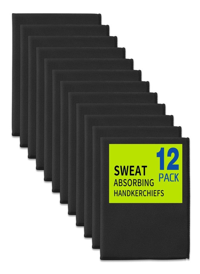 CYCLXY 12 Pack Sweat Absorbing Handkerchiefs,Gym Workout Towels Microfiber Sweat Rags Towels for Men & Women, Running Sports accessories Small Cloth for Face Hand,Black Hankies (10" x 10") - Image 1